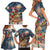 Personalized Merry Christmoose Family Matching Short Sleeve Bodycon Dress and Hawaiian Shirt Santa Claus Riding Moose Starry Night - Wonder Print Shop