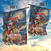 Merry Christmoose Garden Flag Santa Claus Riding Moose Starry Night - Wonder Print Shop