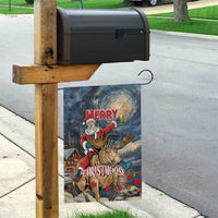 Merry Christmoose Garden Flag Santa Claus Riding Moose Starry Night - Wonder Print Shop