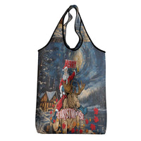 Merry Christmoose Grocery Bag Santa Claus Riding Moose Starry Night