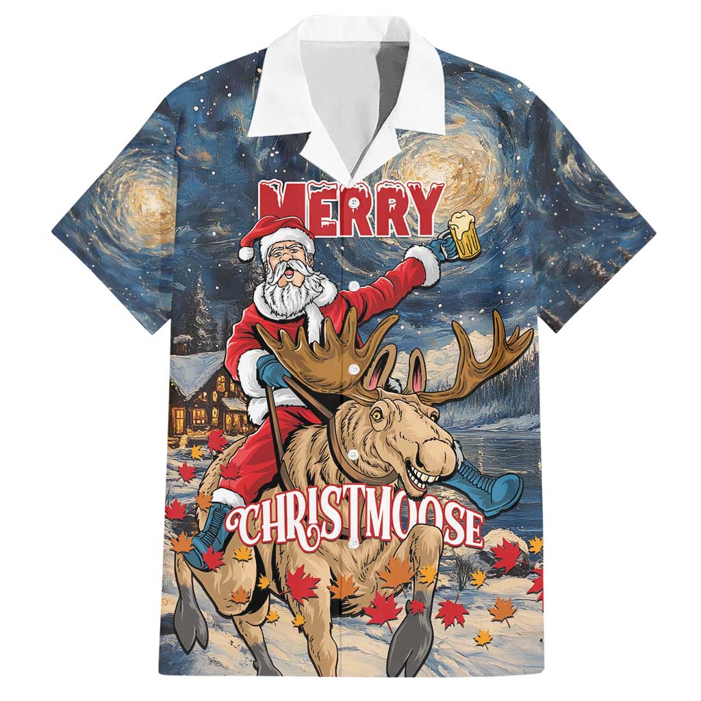 Personalized Merry Christmoose Hawaiian Shirt Santa Claus Riding Moose Starry Night - Wonder Print Shop