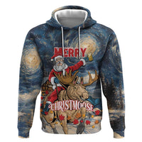 Personalized Merry Christmoose Hoodie Santa Claus Riding Moose Starry Night - Wonder Print Shop