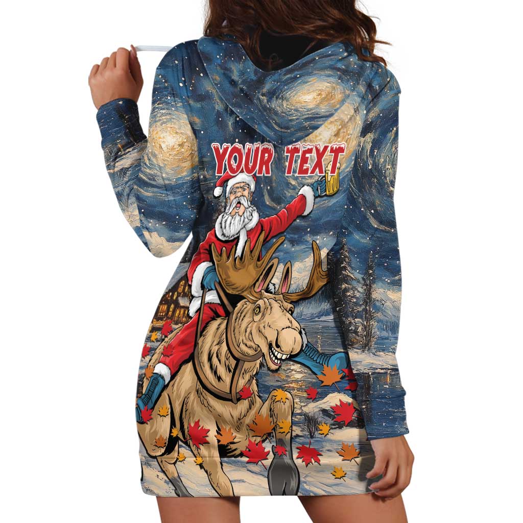 Personalized Merry Christmoose Hoodie Dress Santa Claus Riding Moose Starry Night - Wonder Print Shop