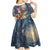 Personalized Merry Christmoose Kid Short Sleeve Dress Santa Claus Riding Moose Starry Night - Wonder Print Shop