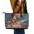 Merry Christmoose Leather Tote Bag Santa Claus Riding Moose Starry Night - Wonder Print Shop