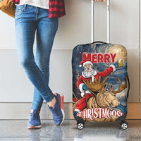 Merry Christmoose Luggage Cover Santa Claus Riding Moose Starry Night - Wonder Print Shop
