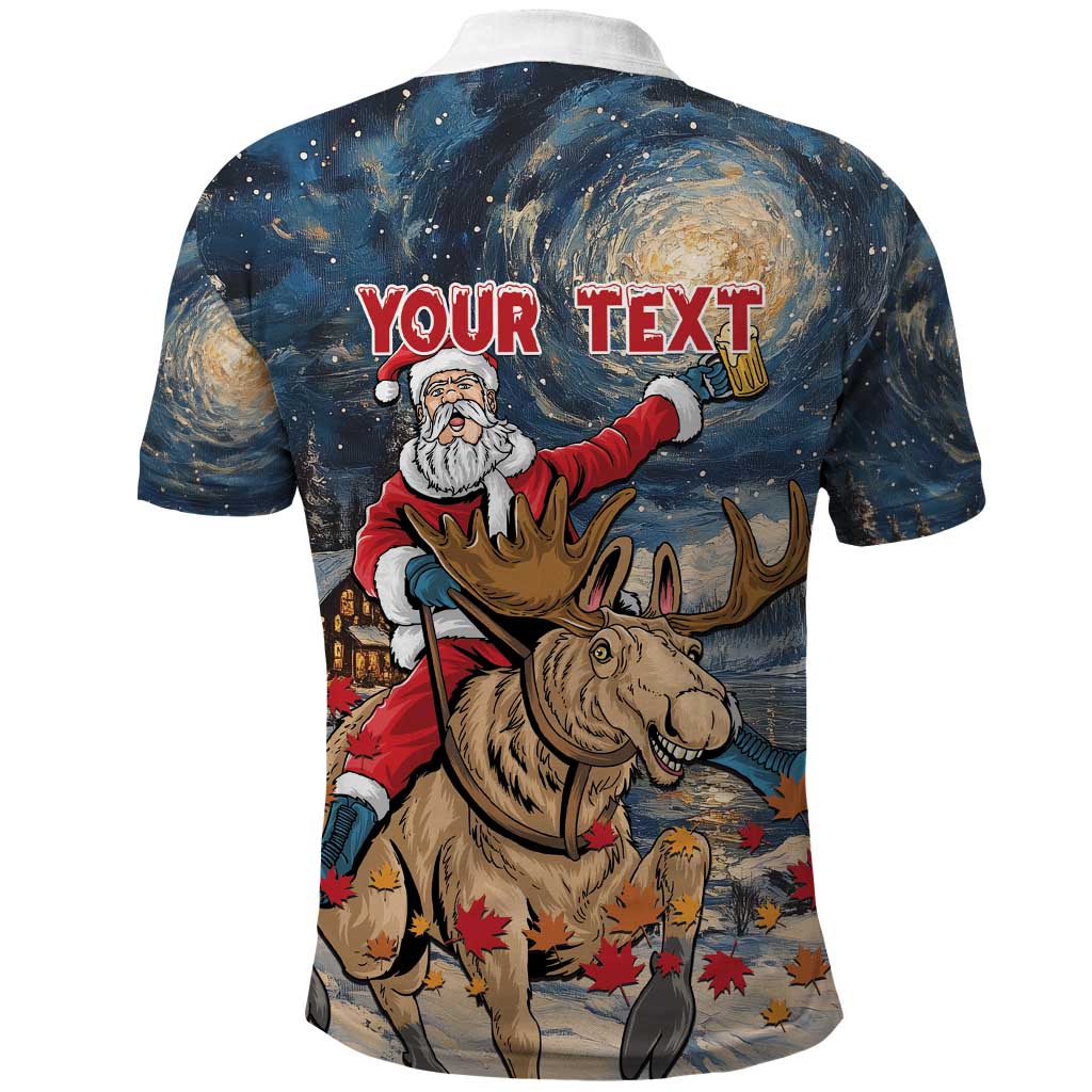 Personalized Merry Christmoose Polo Shirt Santa Claus Riding Moose Starry Night - Wonder Print Shop