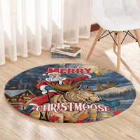 Merry Christmoose Round Carpet Santa Claus Riding Moose Starry Night