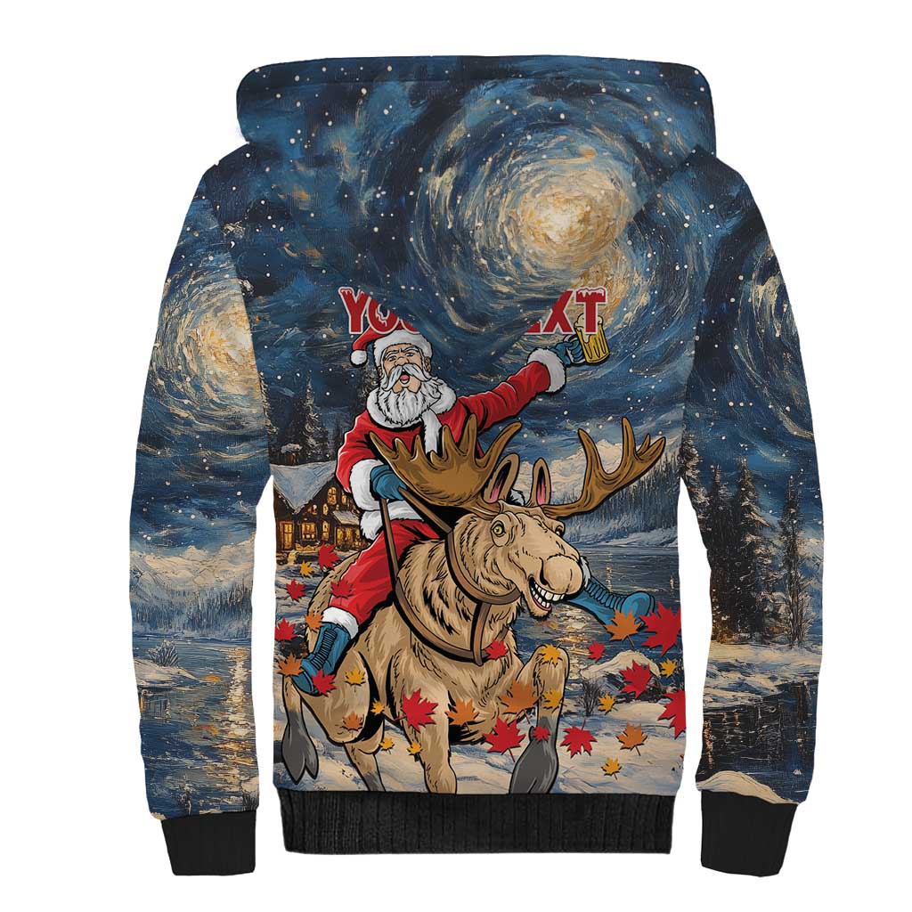Personalized Merry Christmoose Sherpa Hoodie Santa Claus Riding Moose Starry Night - Wonder Print Shop