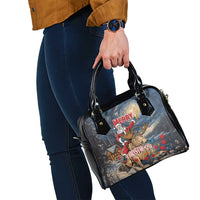 Merry Christmoose Shoulder Handbag Santa Claus Riding Moose Starry Night