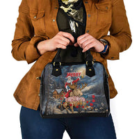 Merry Christmoose Shoulder Handbag Santa Claus Riding Moose Starry Night