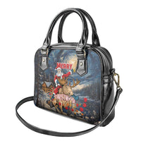 Merry Christmoose Shoulder Handbag Santa Claus Riding Moose Starry Night