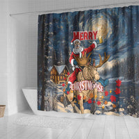 Merry Christmoose Shower Curtain Santa Claus Riding Moose Starry Night