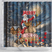Merry Christmoose Shower Curtain Santa Claus Riding Moose Starry Night