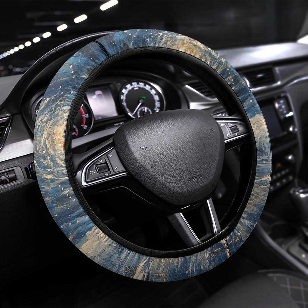 Merry Christmoose Steering Wheel Cover Santa Claus Riding Moose Starry Night - Wonder Print Shop