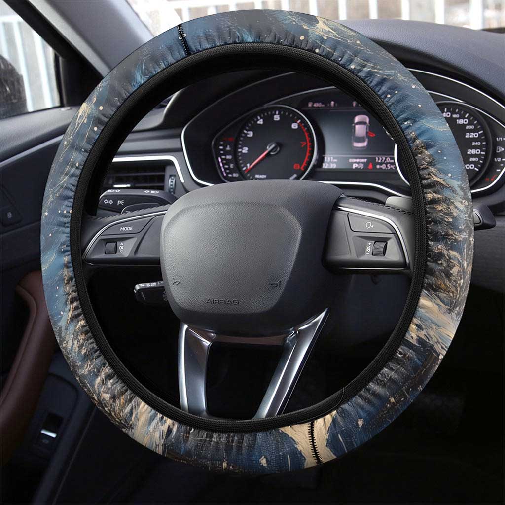 Merry Christmoose Steering Wheel Cover Santa Claus Riding Moose Starry Night - Wonder Print Shop