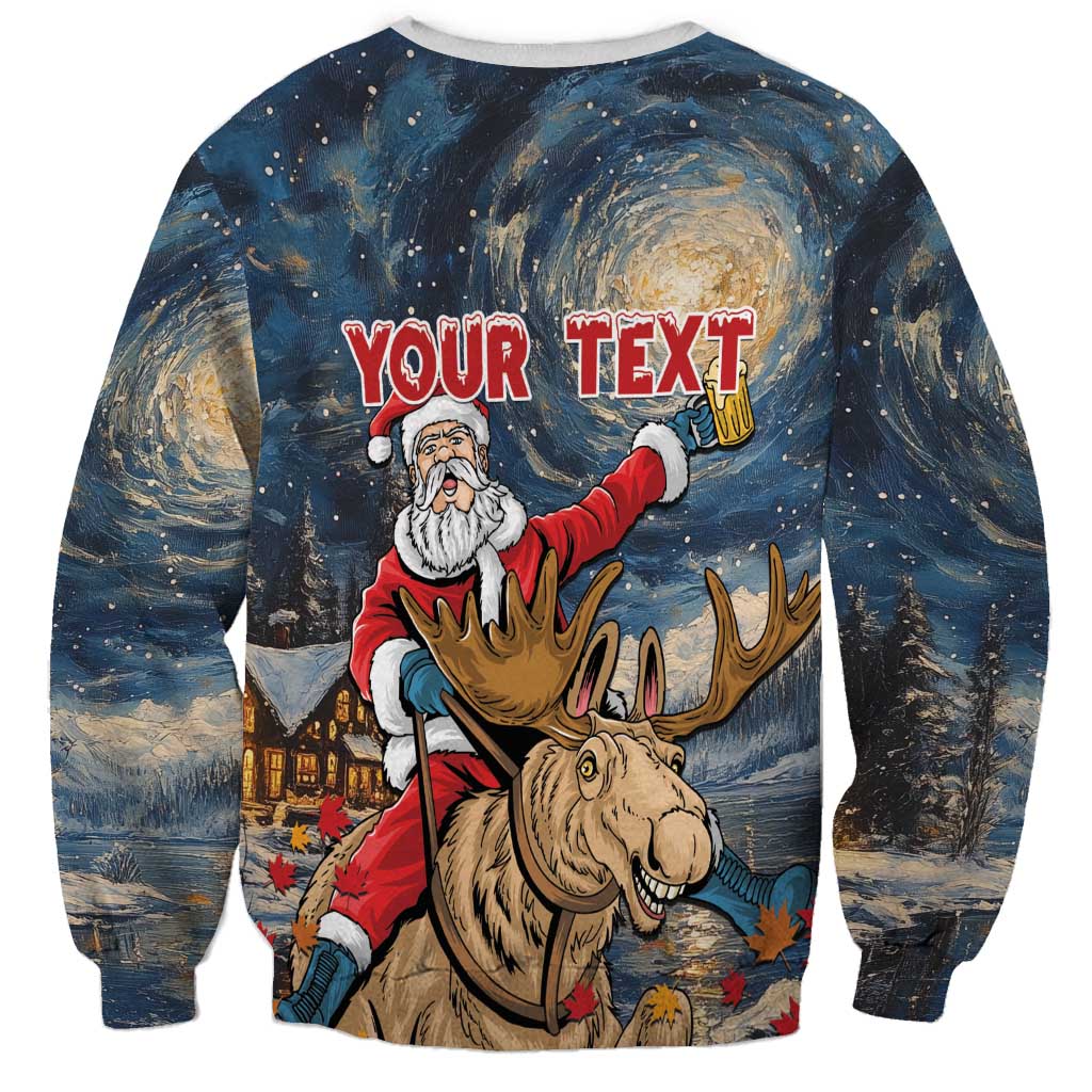 Personalized Merry Christmoose Sweatshirt Santa Claus Riding Moose Starry Night - Wonder Print Shop