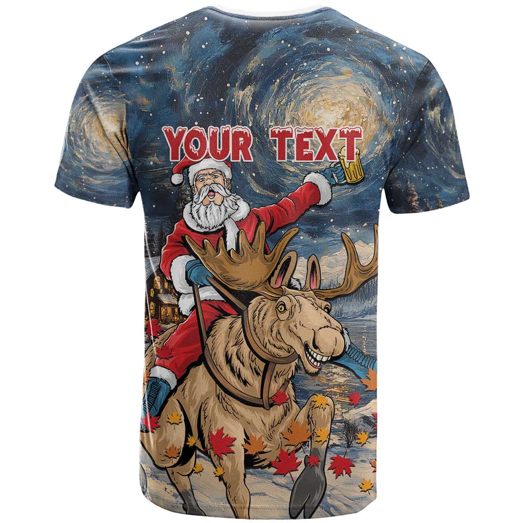 Personalized Merry Christmoose T Shirt Santa Claus Riding Moose Starry Night - Wonder Print Shop