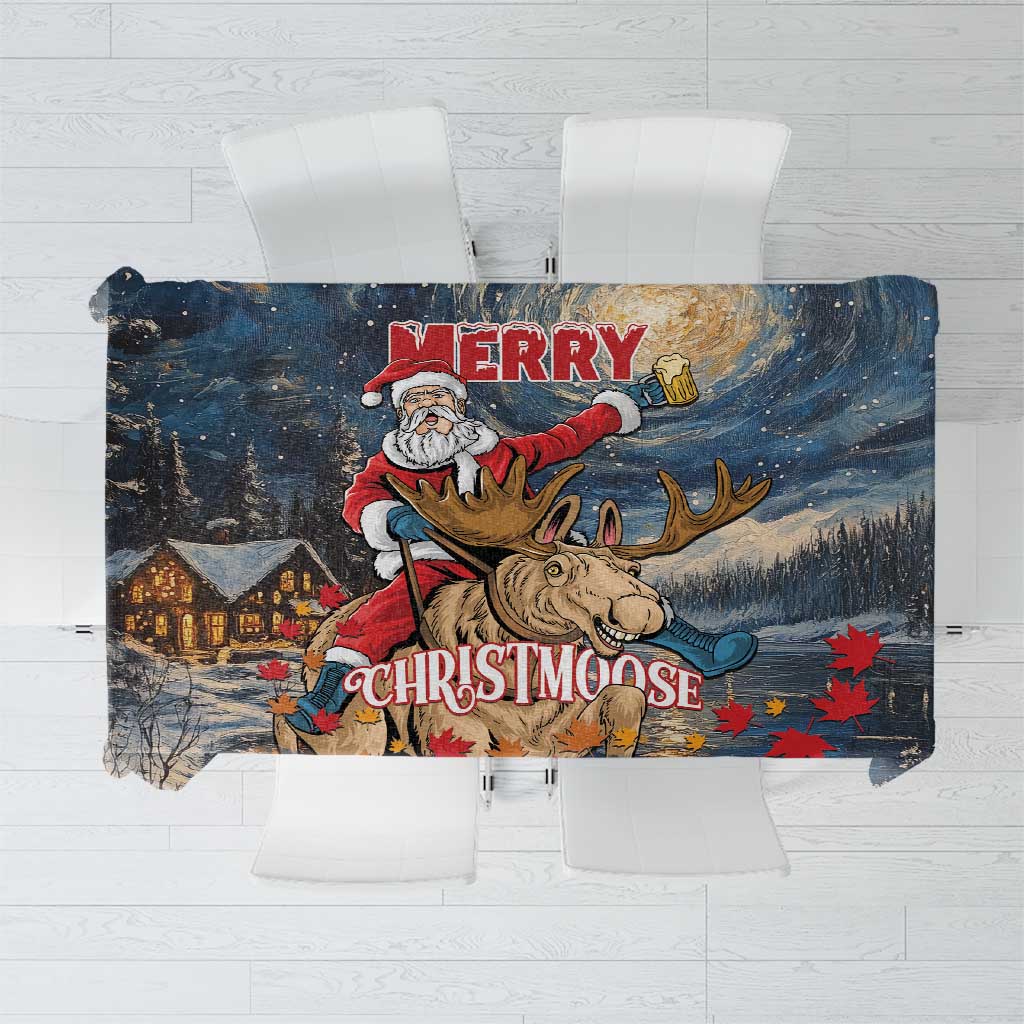 Merry Christmoose Tablecloth Santa Claus Riding Moose Starry Night - Wonder Print Shop