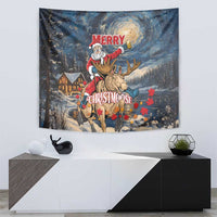 Merry Christmoose Tapestry Santa Claus Riding Moose Starry Night - Wonder Print Shop