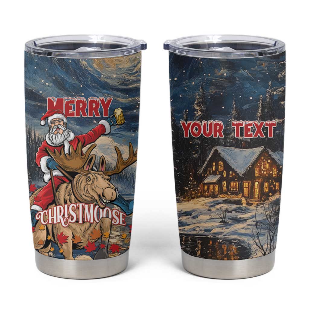 Personalized Merry Christmoose Tumbler Cup Santa Claus Riding Moose Starry Night - Wonder Print Shop