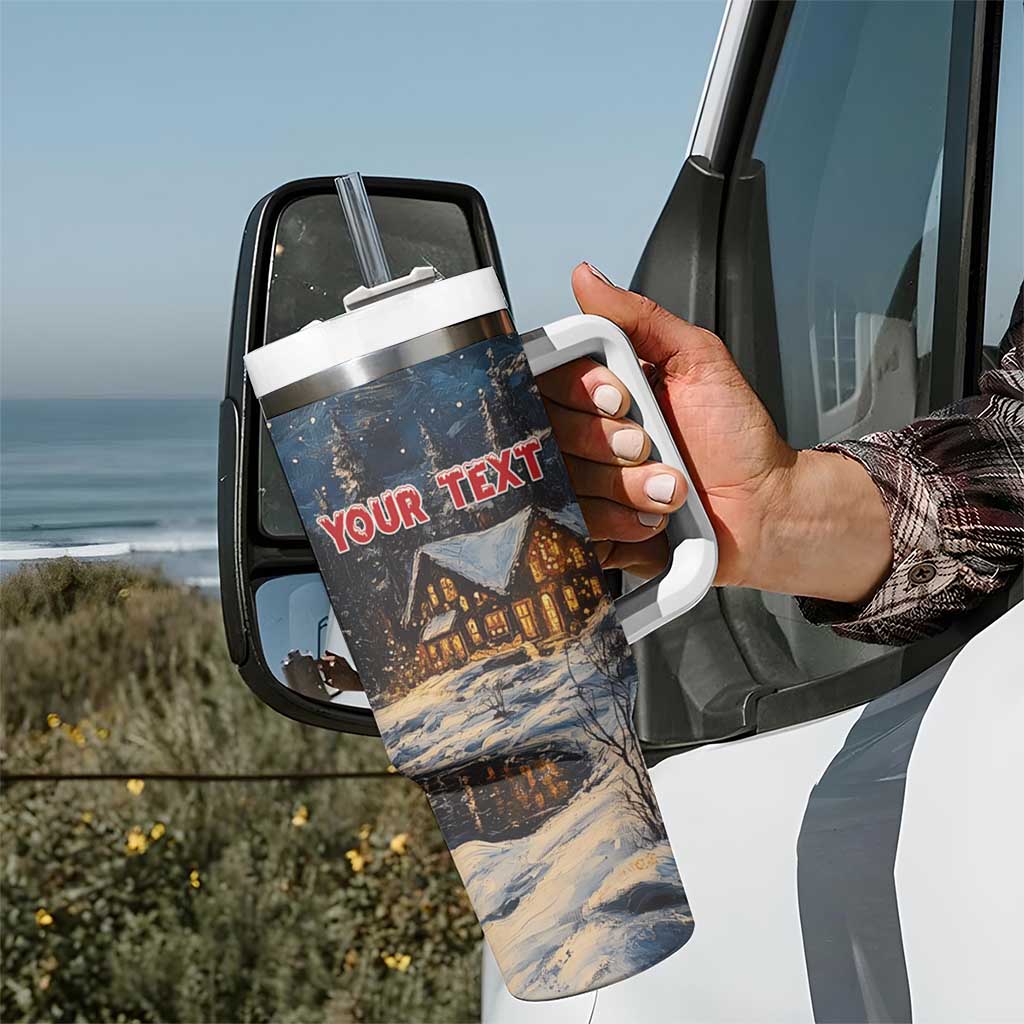 Personalized Merry Christmoose Tumbler With Handle Santa Claus Riding Moose Starry Night - Wonder Print Shop