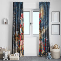 Merry Christmoose Window Curtain Santa Claus Riding Moose Starry Night - Wonder Print Shop