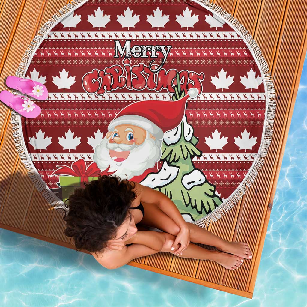 Canada Christmas Beach Blanket Maple Leaf Pattern - Wonder Print Shop