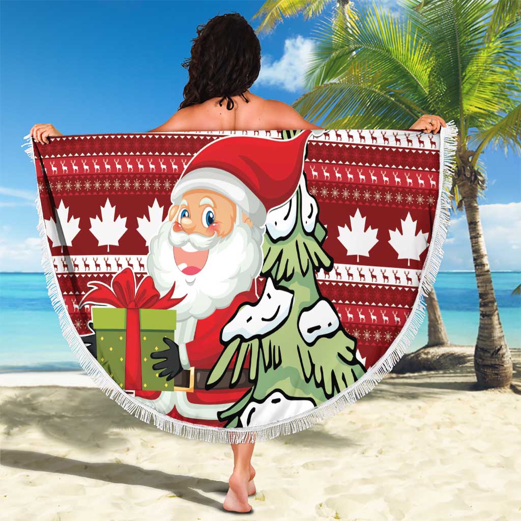 Canada Christmas Beach Blanket Maple Leaf Pattern - Wonder Print Shop