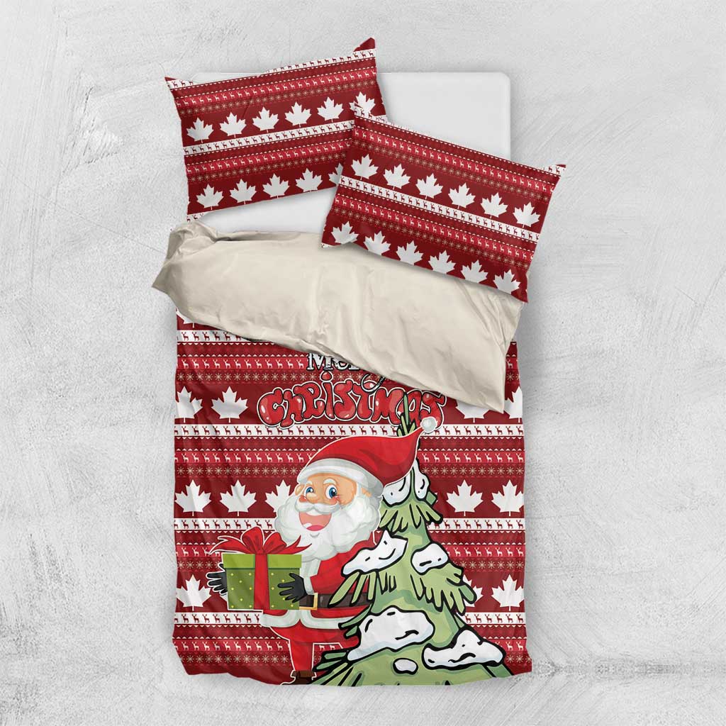 Canada Christmas Bedding Set Maple Leaf Pattern - Wonder Print Shop