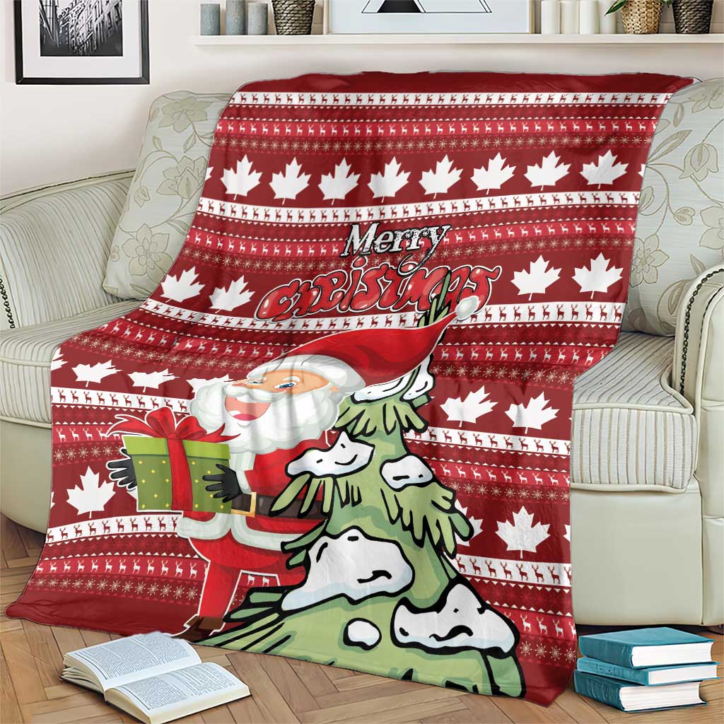 Canada Christmas Blanket Maple Leaf Pattern