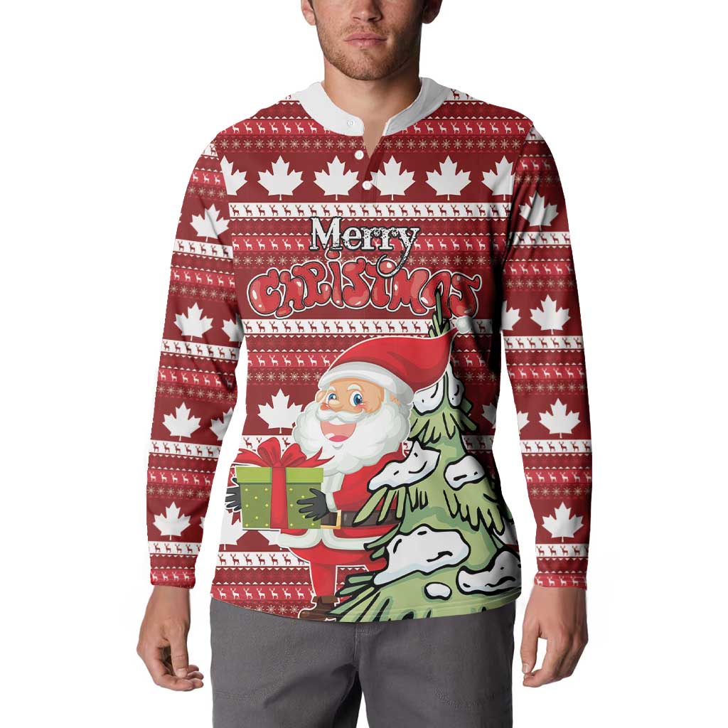 Personalized Canada Christmas Button Sweatshirt Maple Leaf Pattern - Wonder Print Shop