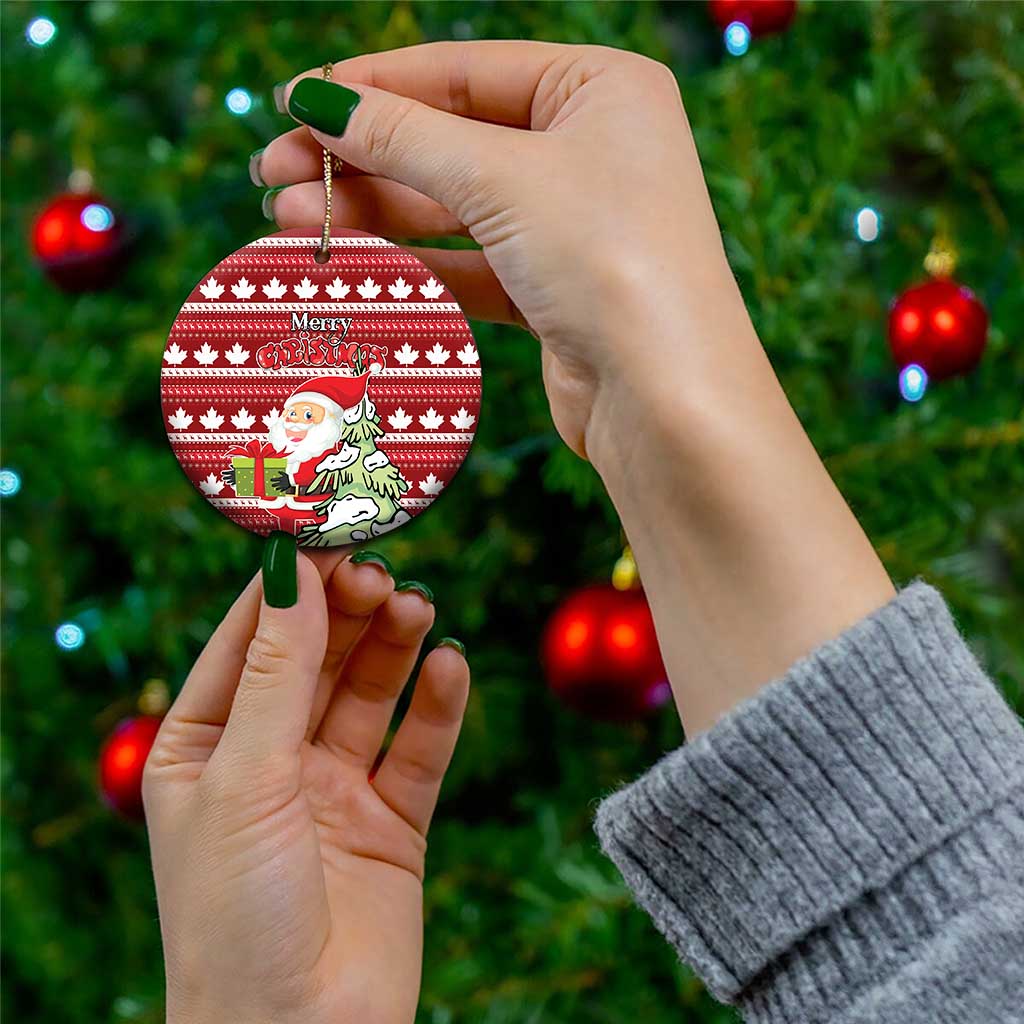 Canada Christmas Ceramic Ornament Maple Leaf Pattern - Wonder Print Shop