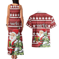 Personalized Canada Christmas Couples Matching Tank Maxi Dress and Hawaiian Shirt Maple Leaf Pattern - Wonder Print Shop