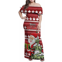 Personalized Canada Christmas Family Matching Off Shoulder Maxi Dress and Hawaiian Shirt Maple Leaf Pattern - Wonder Print Shop