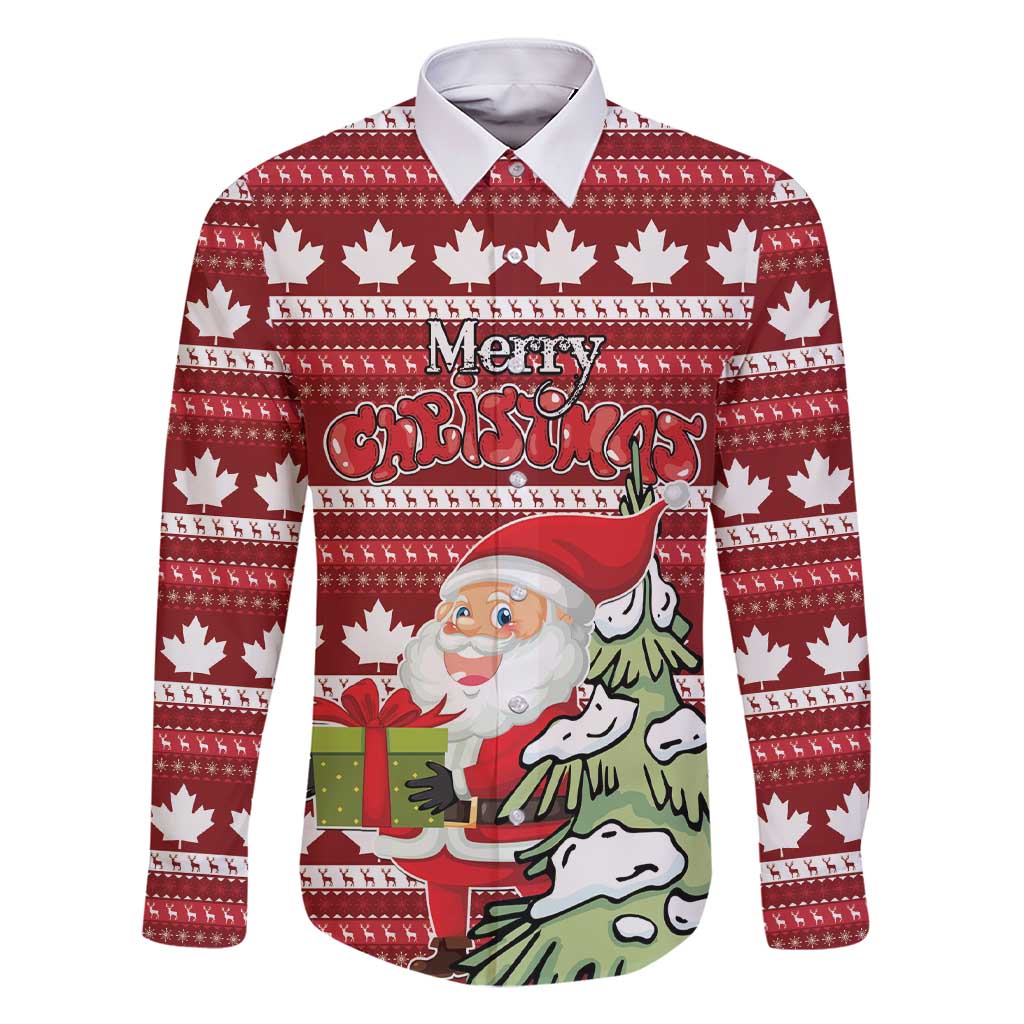 Personalized Canada Christmas Family Matching Short Sleeve Bodycon Dress and Hawaiian Shirt Maple Leaf Pattern - Wonder Print Shop