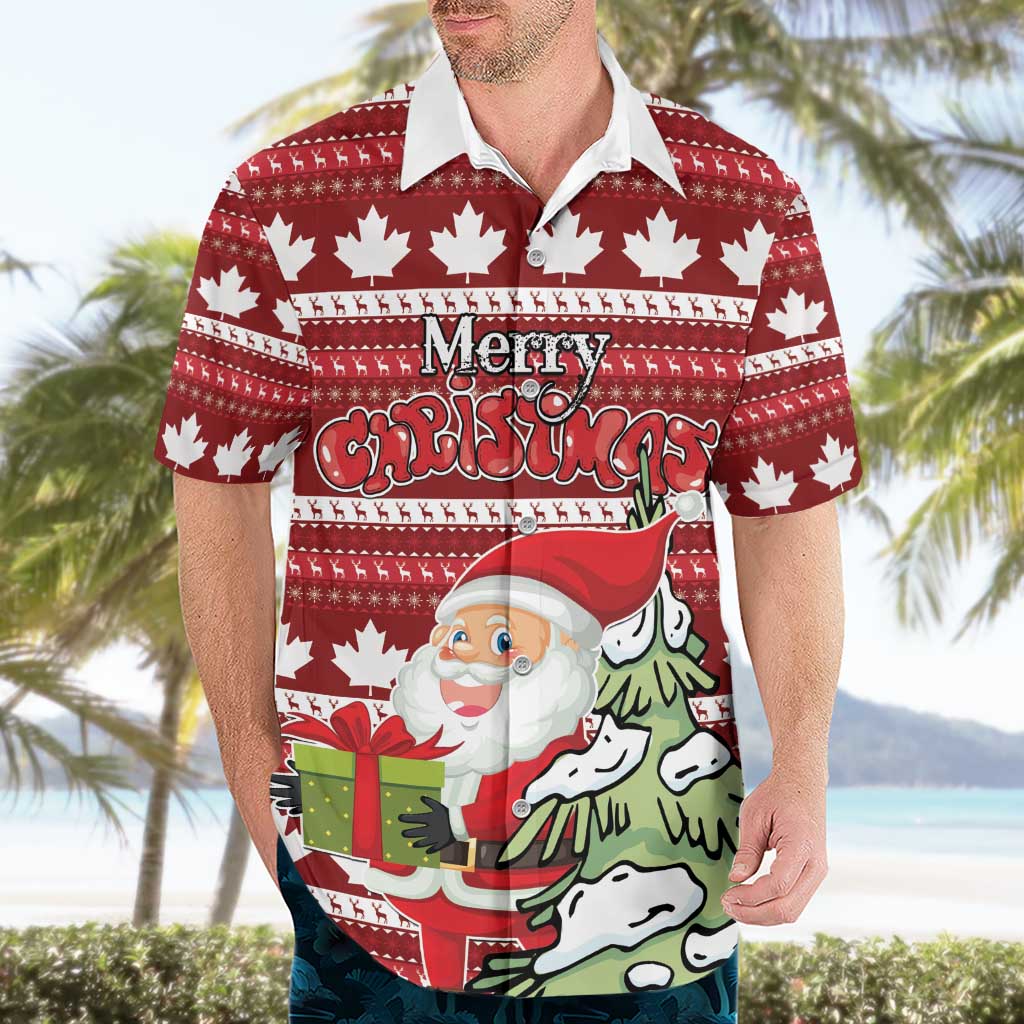 Personalized Canada Christmas Hawaiian Shirt Maple Leaf Pattern - Wonder Print Shop