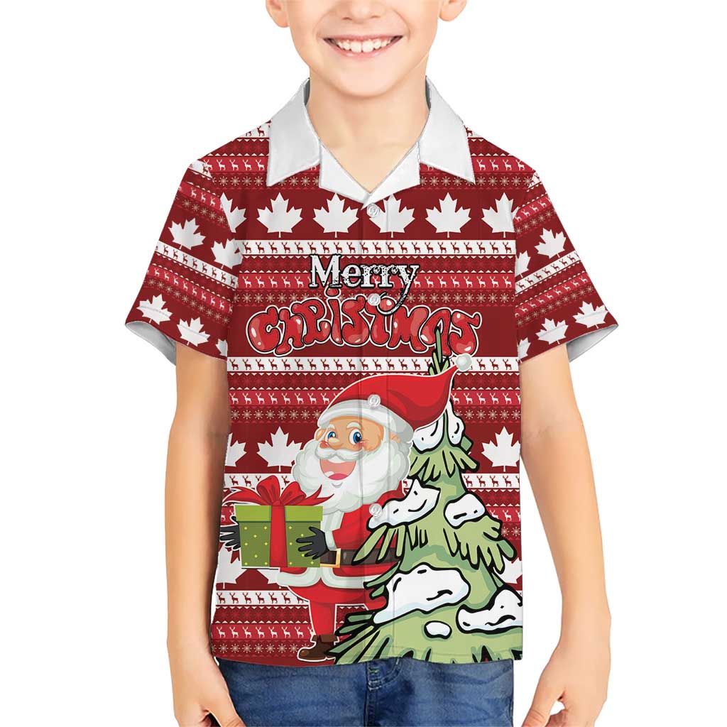 Personalized Canada Christmas Kid Hawaiian Shirt Maple Leaf Pattern - Wonder Print Shop