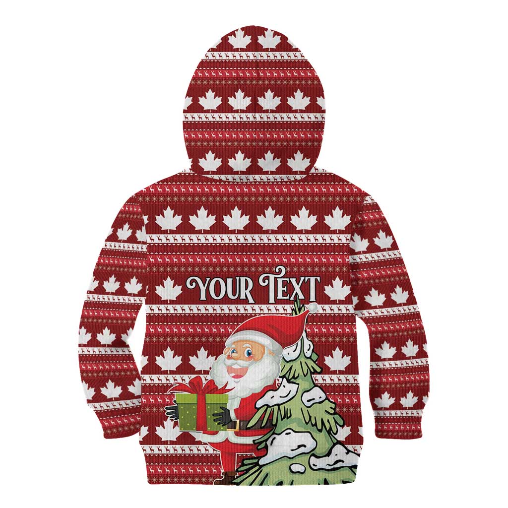 Personalized Canada Christmas Kid Hoodie Maple Leaf Pattern - Wonder Print Shop