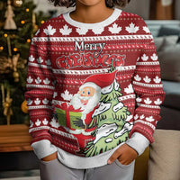 Canada Christmas Kid Ugly Christmas Sweater Maple Leaf Pattern - Wonder Print Shop