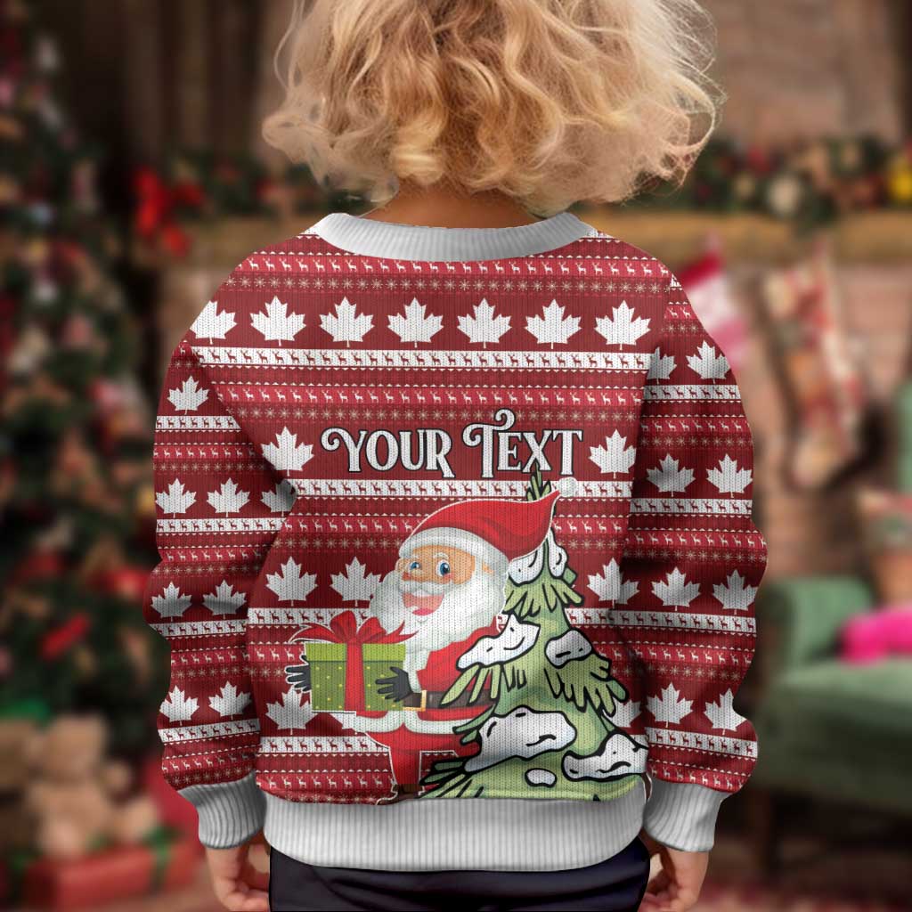 Canada Christmas Kid Ugly Christmas Sweater Maple Leaf Pattern - Wonder Print Shop