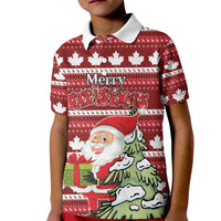 Personalized Canada Christmas Kid Polo Shirt Maple Leaf Pattern - Wonder Print Shop