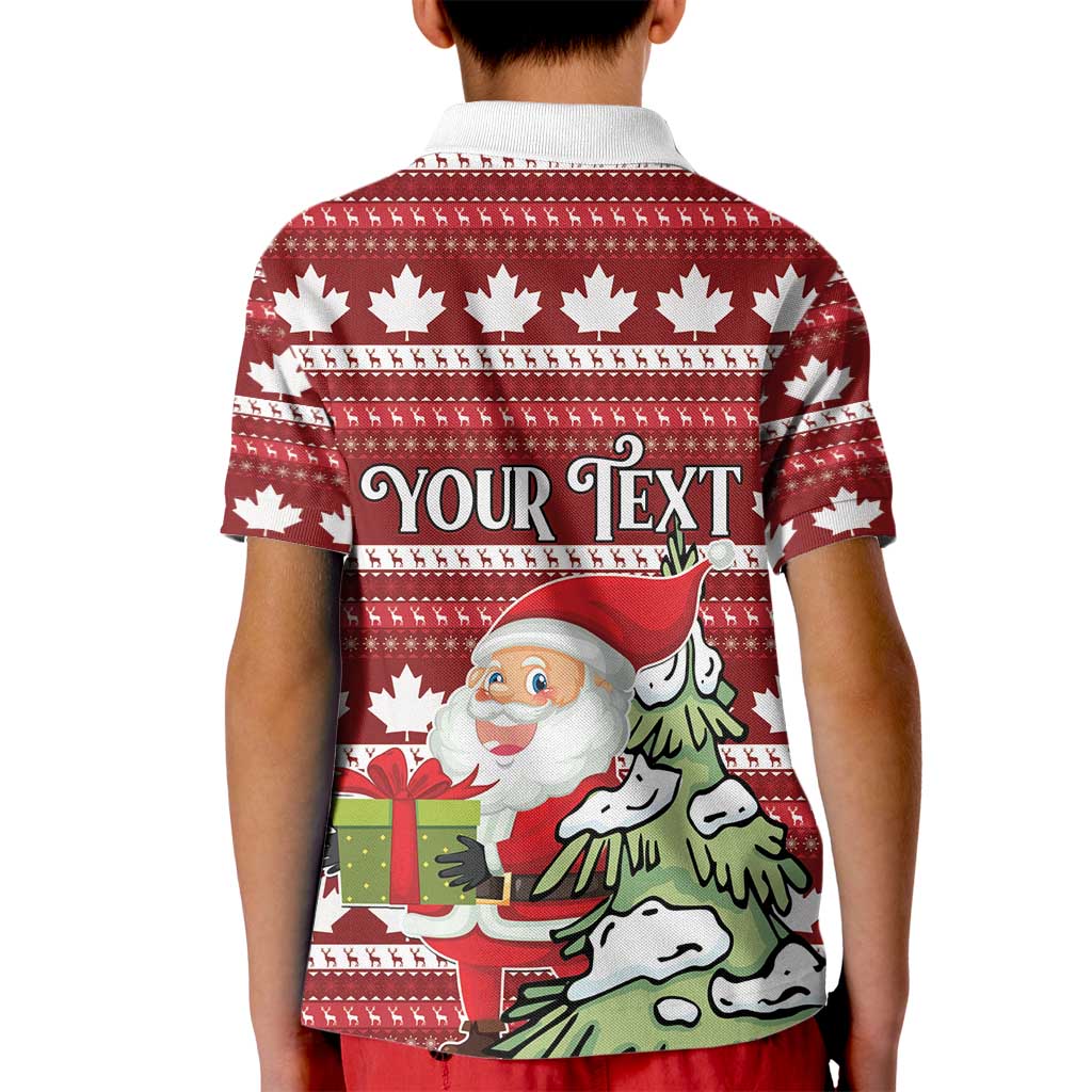 Personalized Canada Christmas Kid Polo Shirt Maple Leaf Pattern - Wonder Print Shop