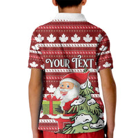 Personalized Canada Christmas Kid Polo Shirt Maple Leaf Pattern - Wonder Print Shop