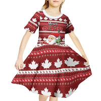 Personalized Canada Christmas Kid Short Sleeve Dress Maple Leaf Pattern - Wonder Print Shop