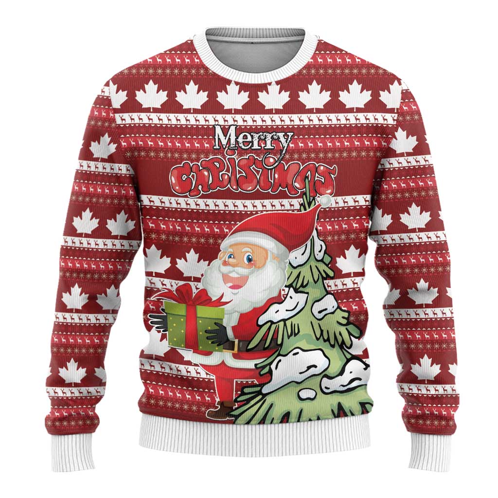 Canada Christmas Ugly Christmas Sweater Maple Leaf Pattern - Wonder Print Shop