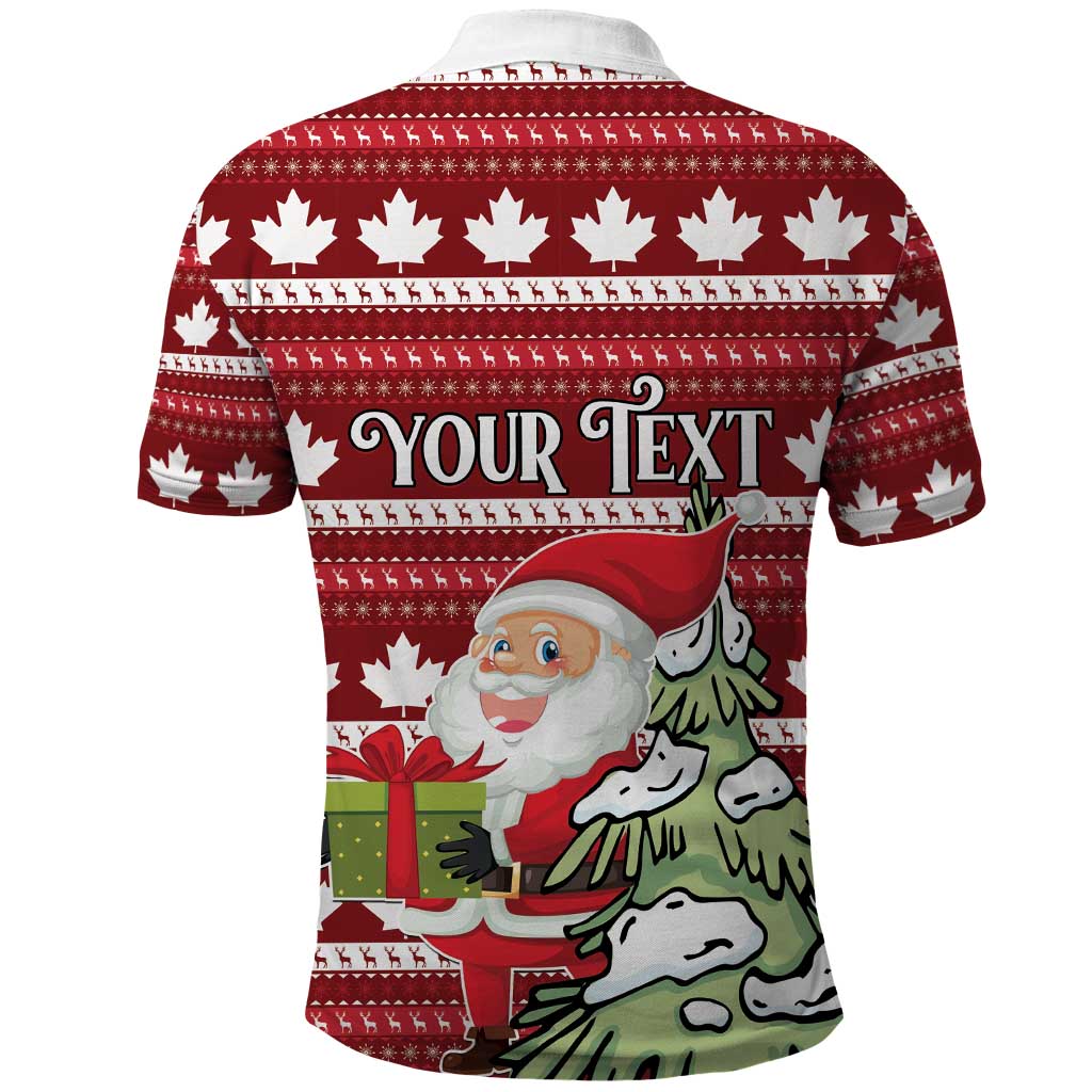 Personalized Canada Christmas Polo Shirt Maple Leaf Pattern - Wonder Print Shop