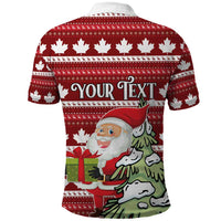 Personalized Canada Christmas Polo Shirt Maple Leaf Pattern - Wonder Print Shop