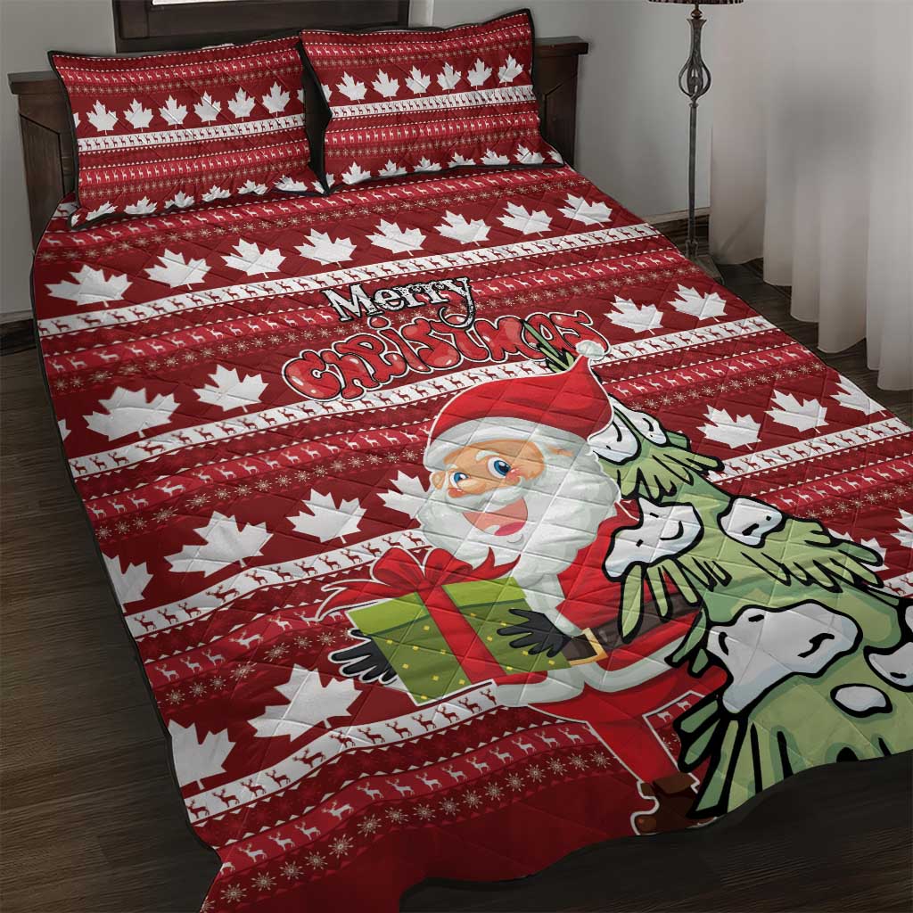 Canada Christmas Quilt Bed Set Maple Leaf Pattern - Wonder Print Shop