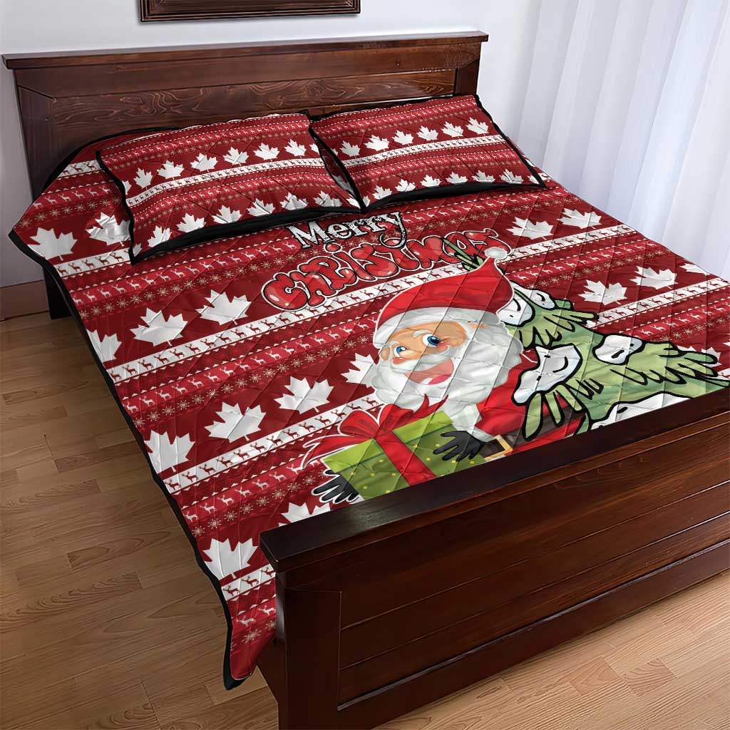 Canada Christmas Quilt Bed Set Maple Leaf Pattern - Wonder Print Shop